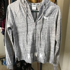 Pink grey zip up hoodie